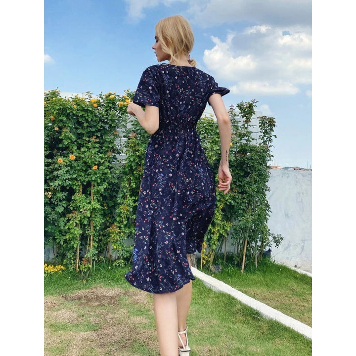 Robe midi femme avec motifs floraux et ourlet volant Levoire