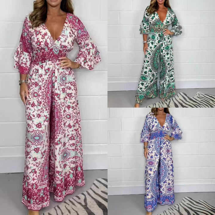 Combinaison féminine avec design floral et manches évasées larges Levoire