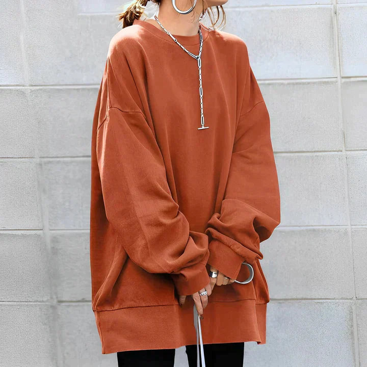 Levoire | Manches Longues Col Rond Pull En Tricot Ample Orange