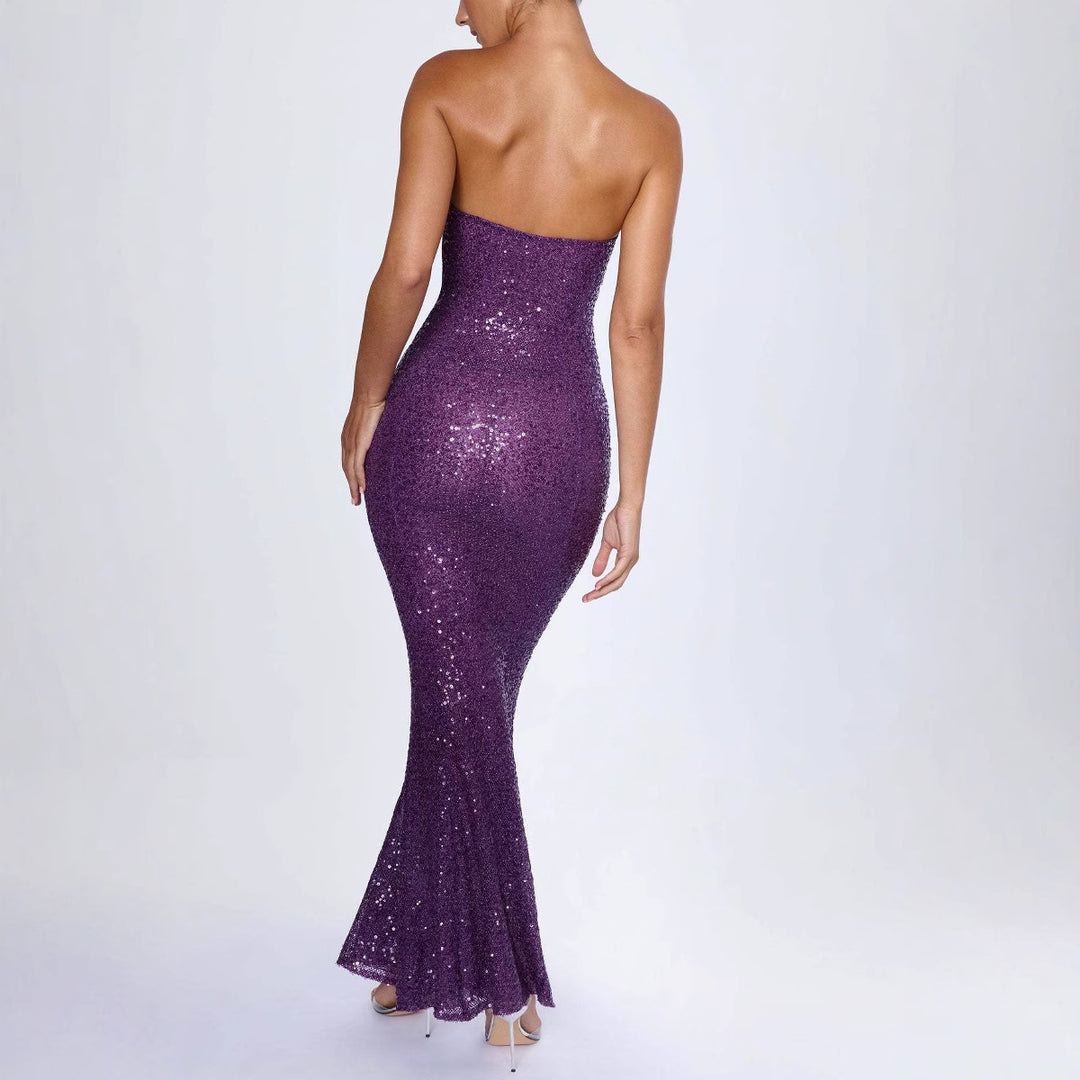Robe de soirée glamour pour femmes en coupe ajustée avec des sequins scintillants Levoire