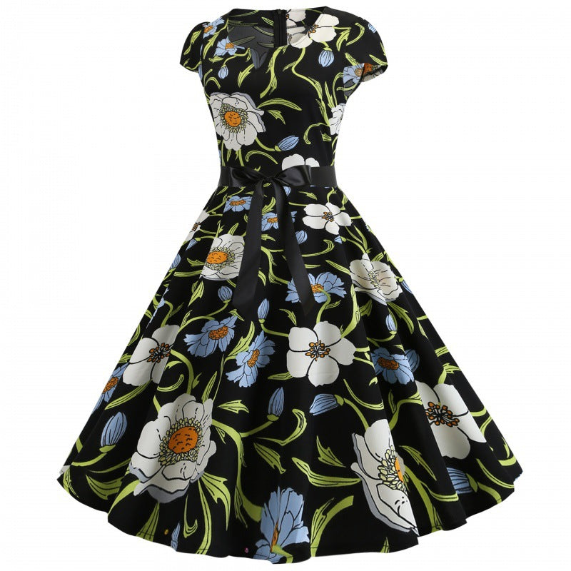 Robe swing pour femmes avec motif floral et taille élégante Levoire