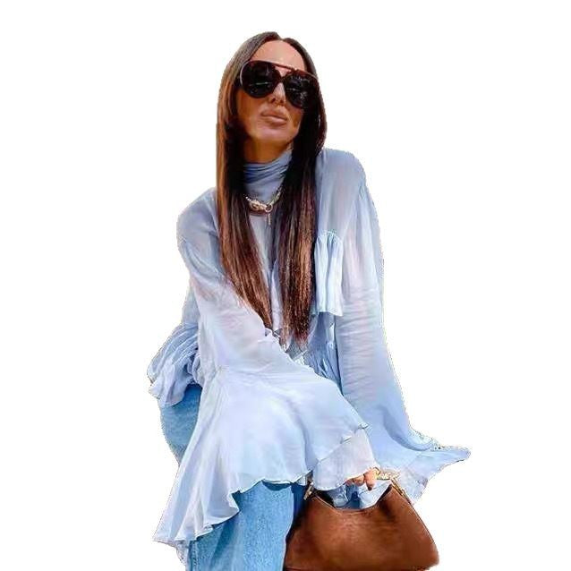 Blouse pour femmes avec un design de volants volumineux et des manches larges et flottantes Levoire