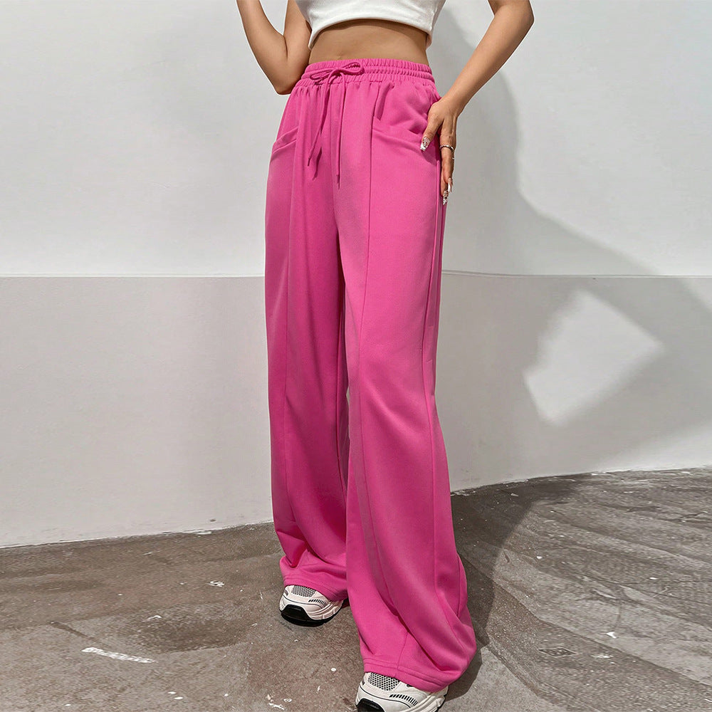 Pantalons de sport pour femmes à coupe décontractée avec taille élastique et poches latérales confortables Levoire