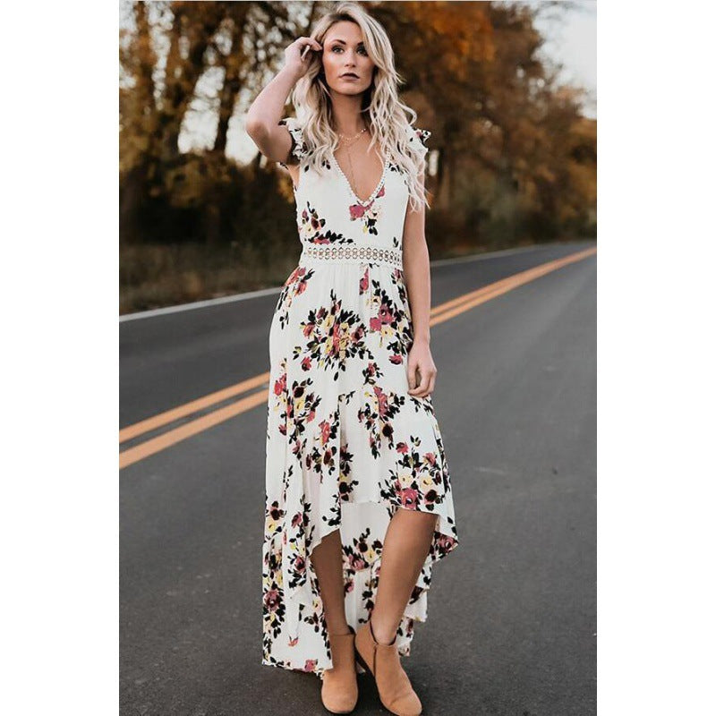 Robe maxi femme avec accents floraux et taille élastique Levoire