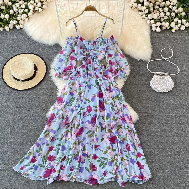 Levoire | Robe de soirée sans tissu avec manches bouffantes Bleu Taille libre