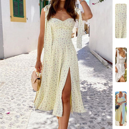 Robe maxi d'été pour femmes avec volants et fente Levoire
