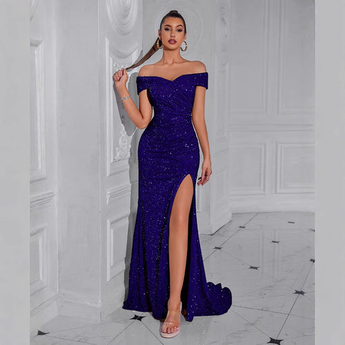 Robe de soirée élégante pour femme avec design décolleté et sequins scintillants Levoire