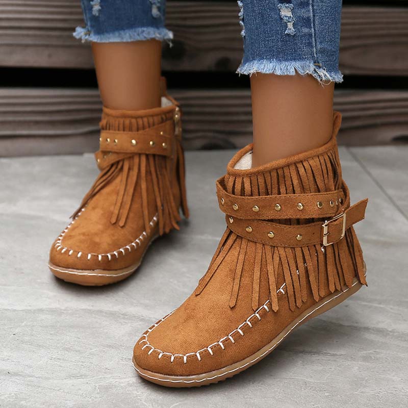 Levoire | Bottines Boho Avec Ornements Et Boucles Pour Femmes Braun