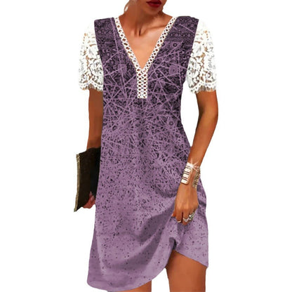 Levoire | Robe à manches longues imprimée V décolleté raffinée