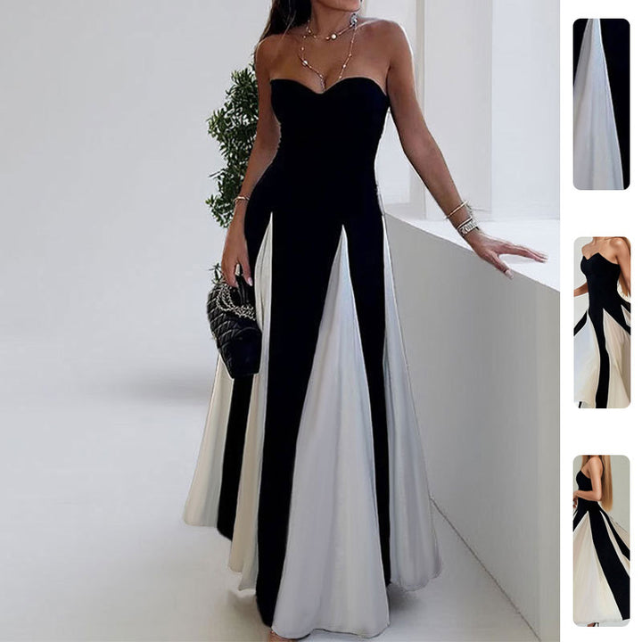 Robe de soirée élégante pour femmes avec encolure en cœur et inserts verticaux Levoire