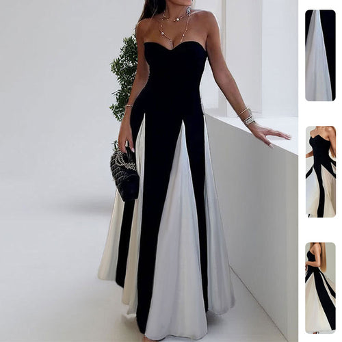 Robe de soirée élégante pour femmes avec encolure en cœur et inserts verticaux Levoire