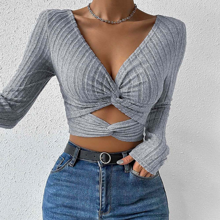 Top cropped femme avec design intemporel en torsion et manches longues Levoire