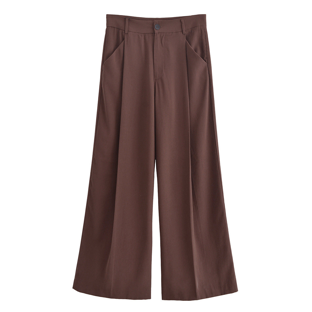 Levoire | Mode Découpe Panneau Drapé Col Manches Longues Produit Pantalon marron foncé A3