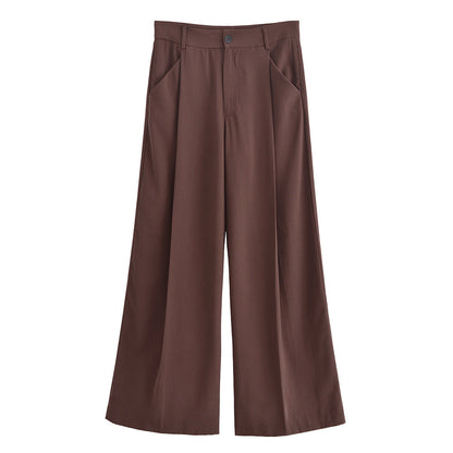 Levoire | Mode Découpe Panneau Drapé Col Manches Longues Produit Pantalon marron foncé A3