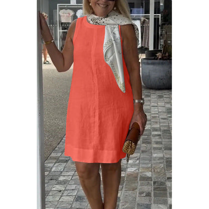 Levoire | Modèle décontracté Robe Uni Col rond - Robe Orange-rouge