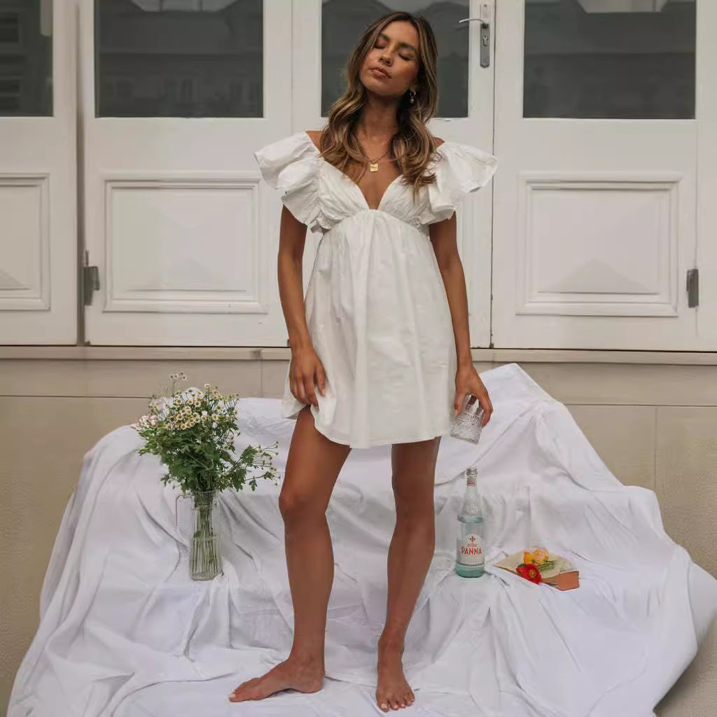 Robe mini aérienne pour femmes avec des volants volumineux Levoire