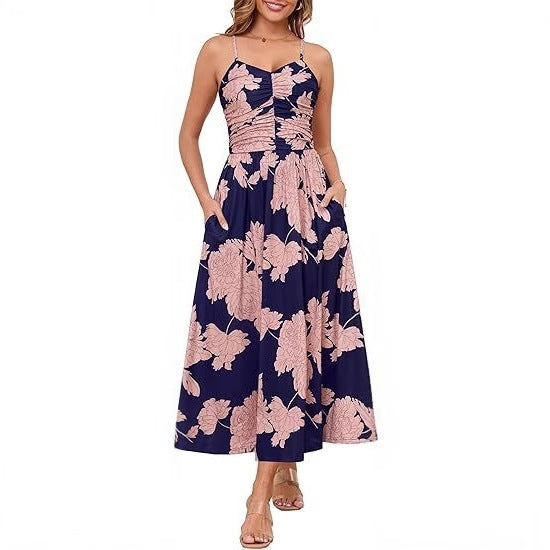 Robe maxi femme avec fines bretelles et poches latérales pratiques Levoire