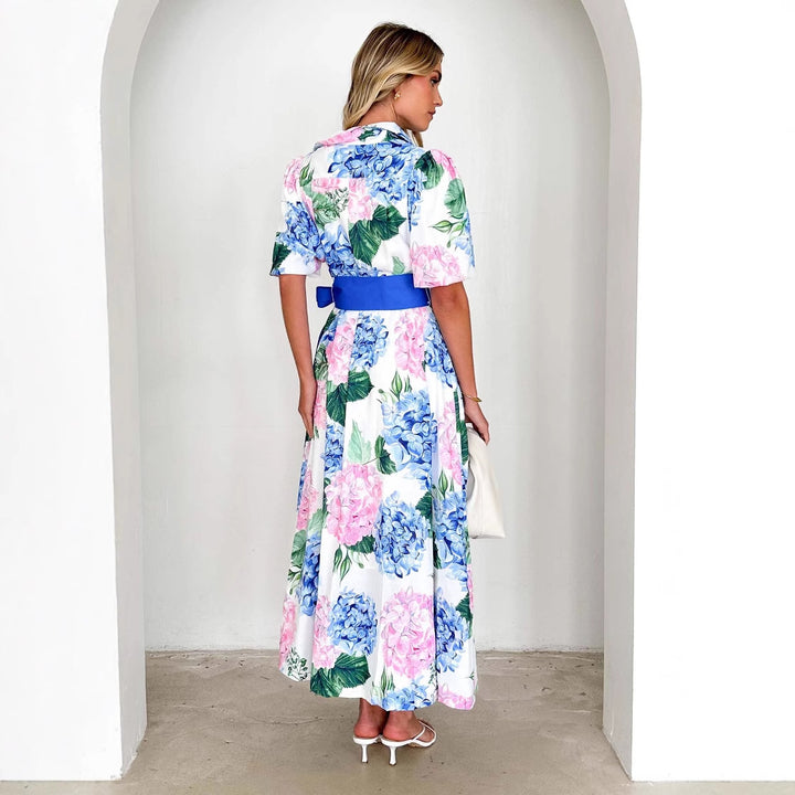 Robe maxi florale pour femmes avec ceinture cintrante à la taille et tissu doux Levoire