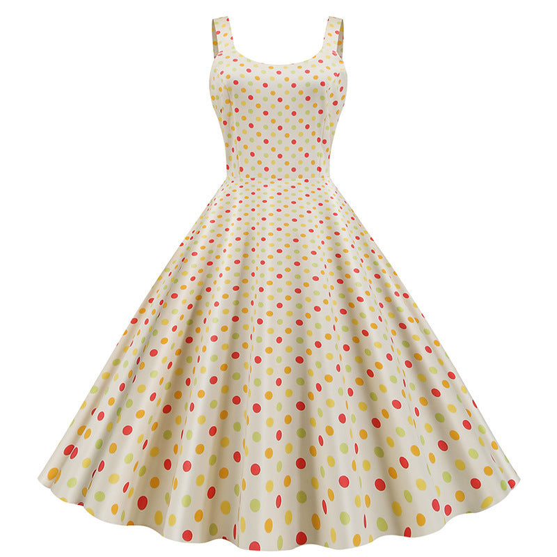 Robe swing pour femmes avec motif à pois classique et coupe évasée Levoire