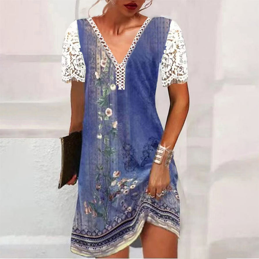 Levoire | Élégant Imprimé Robe À Manches Longues Col V 3#Lila