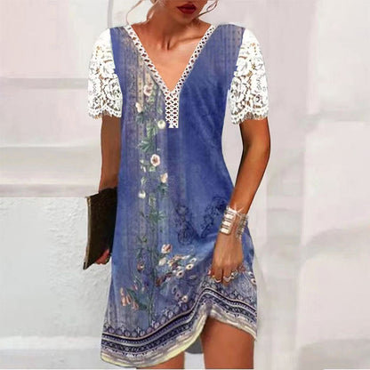 Levoire | Élégant Imprimé Robe À Manches Longues Col V 3#Lila