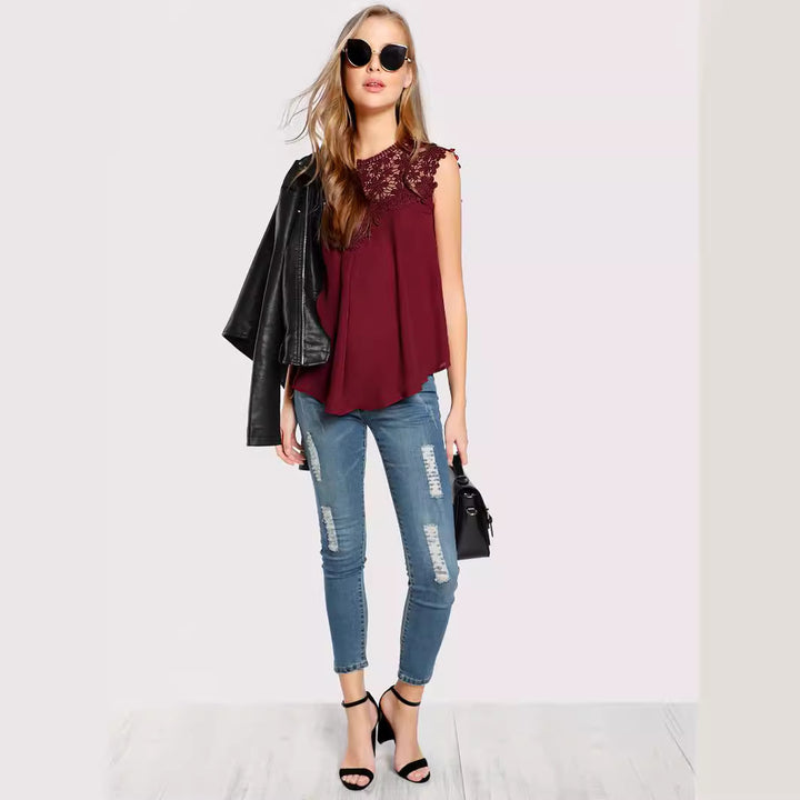 Blouse femme avec broderie florale et coupe fluide Levoire