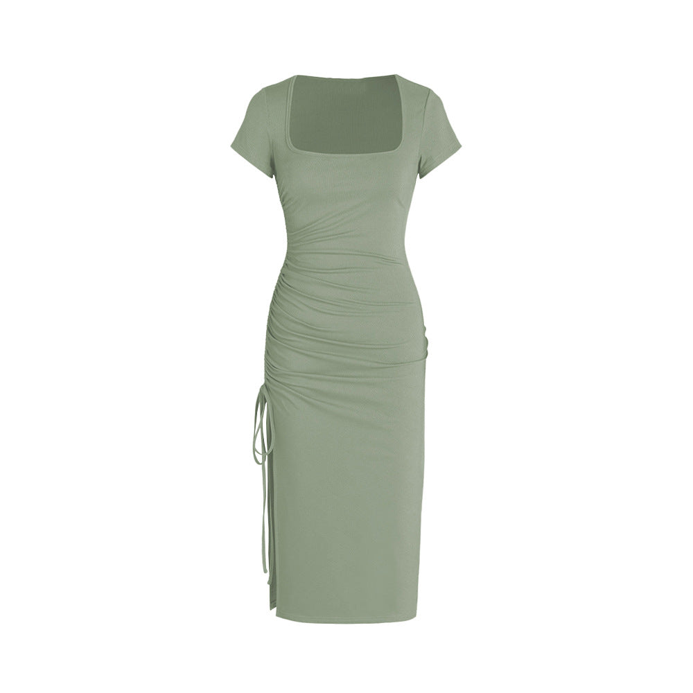Robe midi ajustée pour femme avec fente latérale et détails froncés Levoire