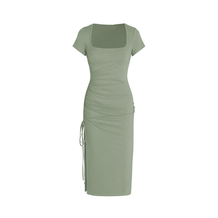 Robe midi ajustée pour femme avec fente latérale et détails froncés Levoire