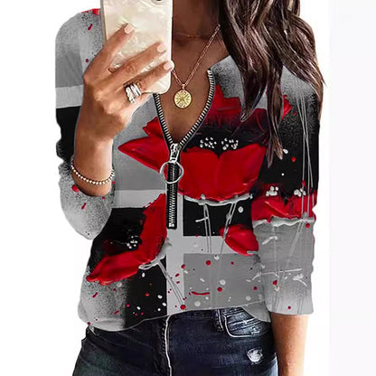 Levoire | Rennokas imprimé à manches longues T-shirt zippé