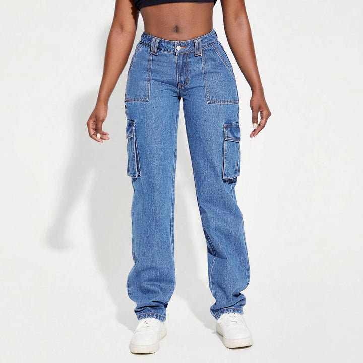 Jean cargo femme avec taille élastique et poches latérales pratiques Levoire