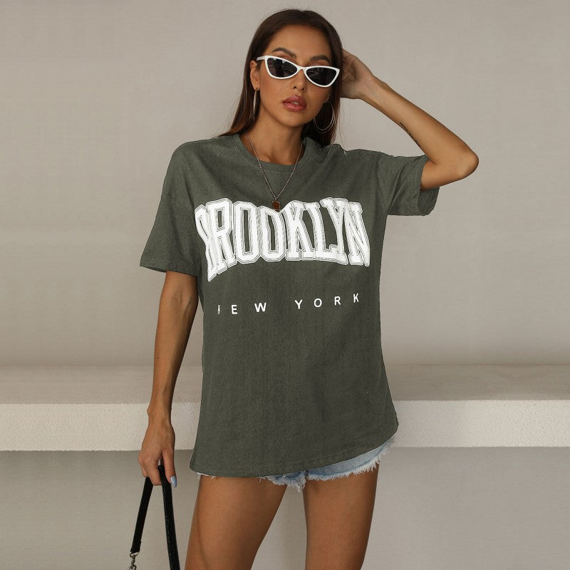 T-shirt surdimensionné pour femmes avec impression tendance Brooklyn Levoire