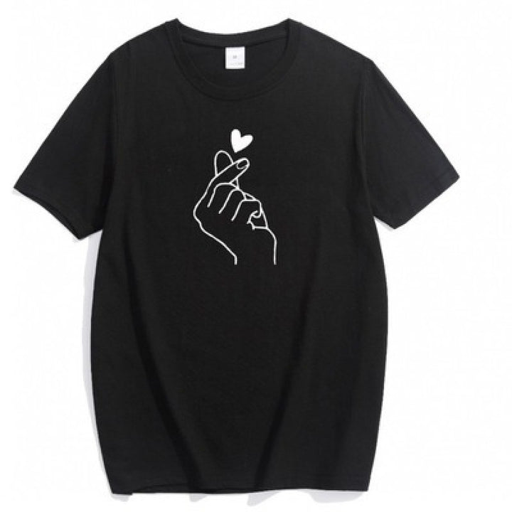 T-shirt femme avec design de cœur créatif et coupe décontractée Levoire