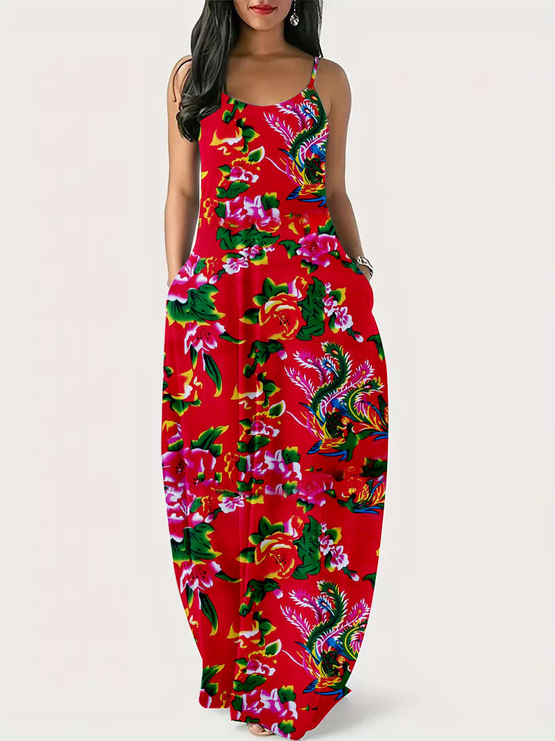 Levoire | Relaxing summer print Add pockets Lörppö Handle Long skirt