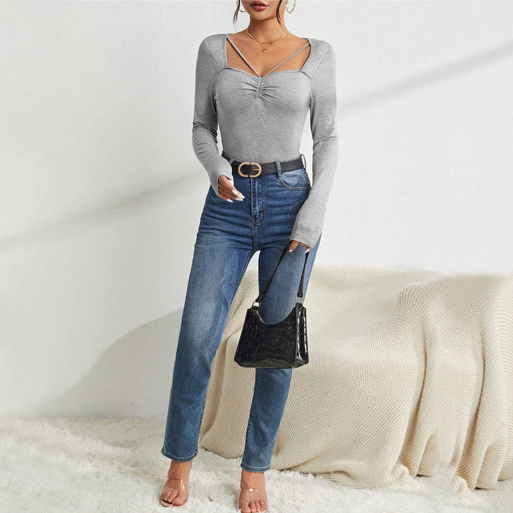 Body à manches longues pour femme avec décolleté en V tendance et détails raffinés aux épaules Levoire