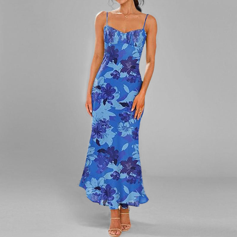 Robe Maxi Élegante pour Femmes avec Fines Bretelles et Dégradé Fantaisiste Levoire