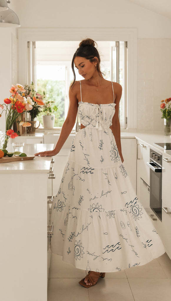 Robe maxi pour femmes avec bretelles réglables et corsage élastique Levoire