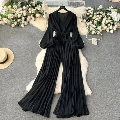 Levoire | Combinaison femme avec des manches bouffantes Noir Taille libre