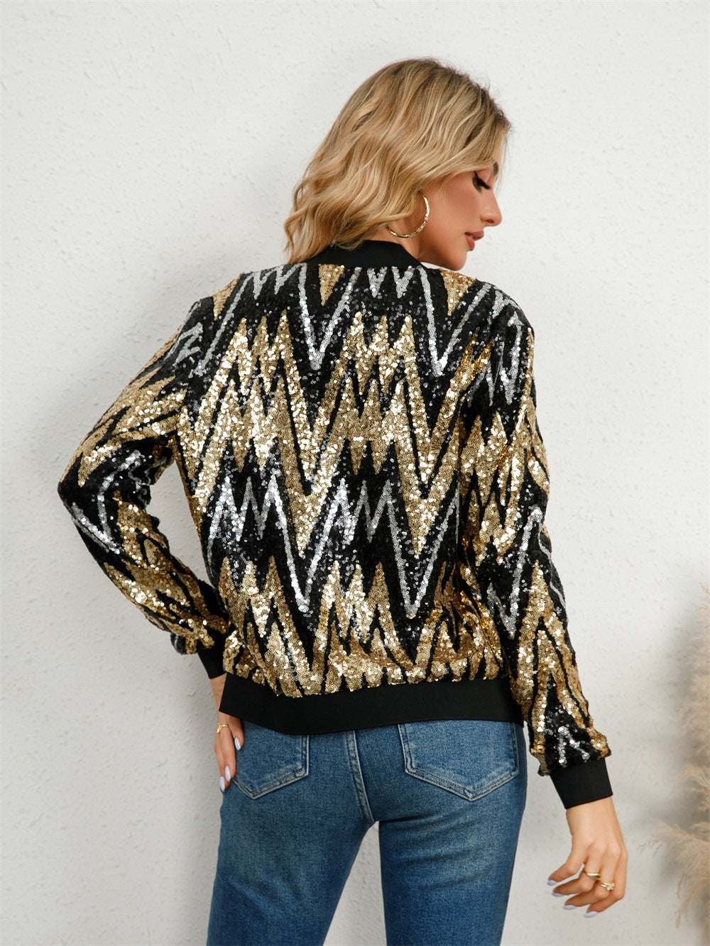 Levoire | Bomber À Zip Pailleté À Manches Longues