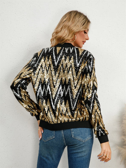 Levoire | Bomber À Zip Pailleté À Manches Longues