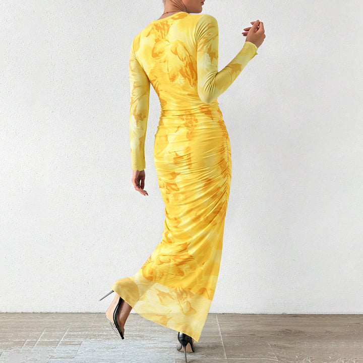 Robe maxi élégante pour femmes avec motif floral et coupe longue Levoire
