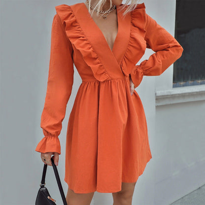 Levoire | Robe longue à manches longues élégante brodée décolleté en V