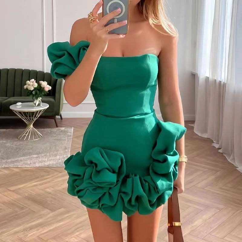 Levoire | Robe Bodycon sans bretelles à épaule unique élégante Vert