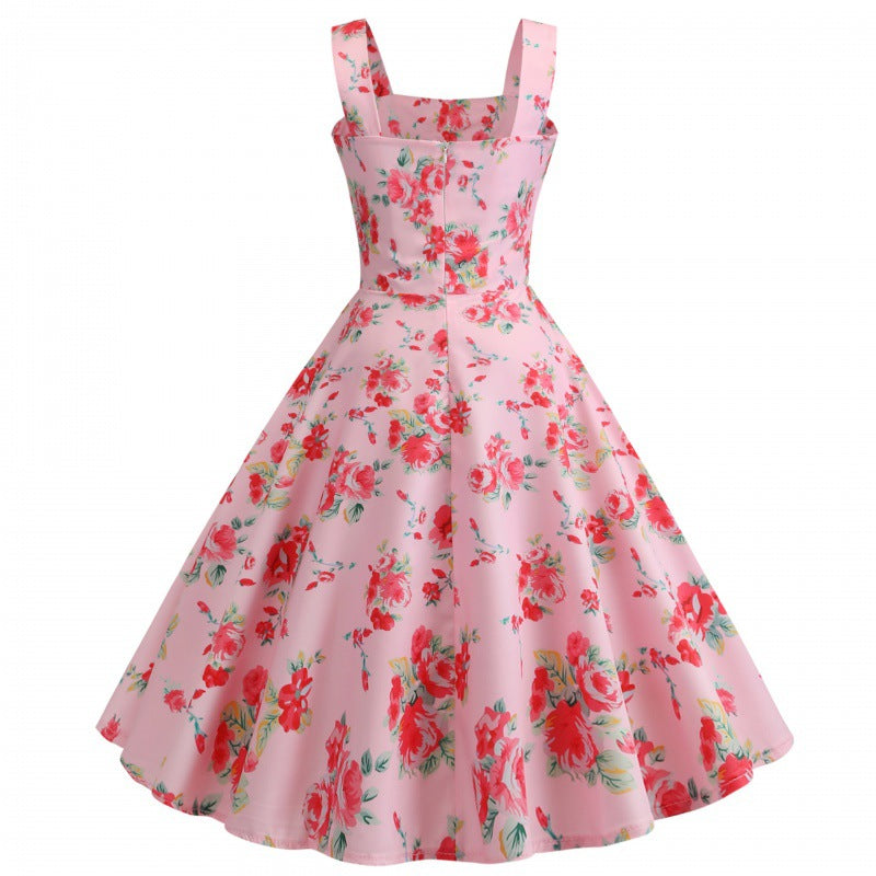 Robe évasée pour femmes avec mélange de motifs floraux et tablier élégant Levoire
