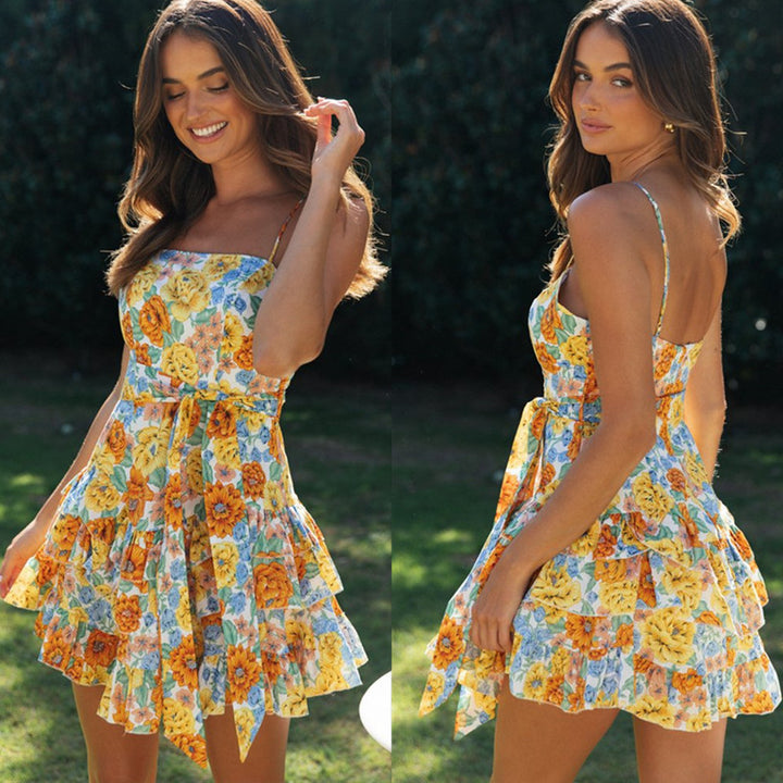 Robe mini femme avec jupe fluide et motif floral ludique Levoire