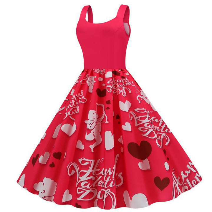 Robe Swing pour femmes avec des designs de cœur romantiques Levoire