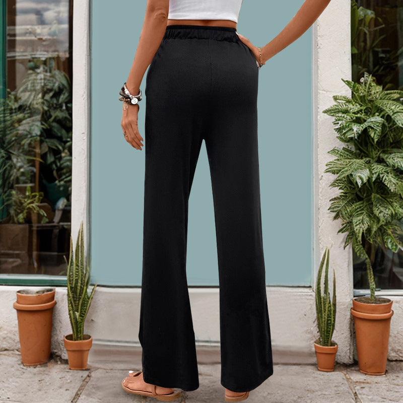 Pantalons Palazzo pour femmes avec taille élastique et poches latérales Levoire