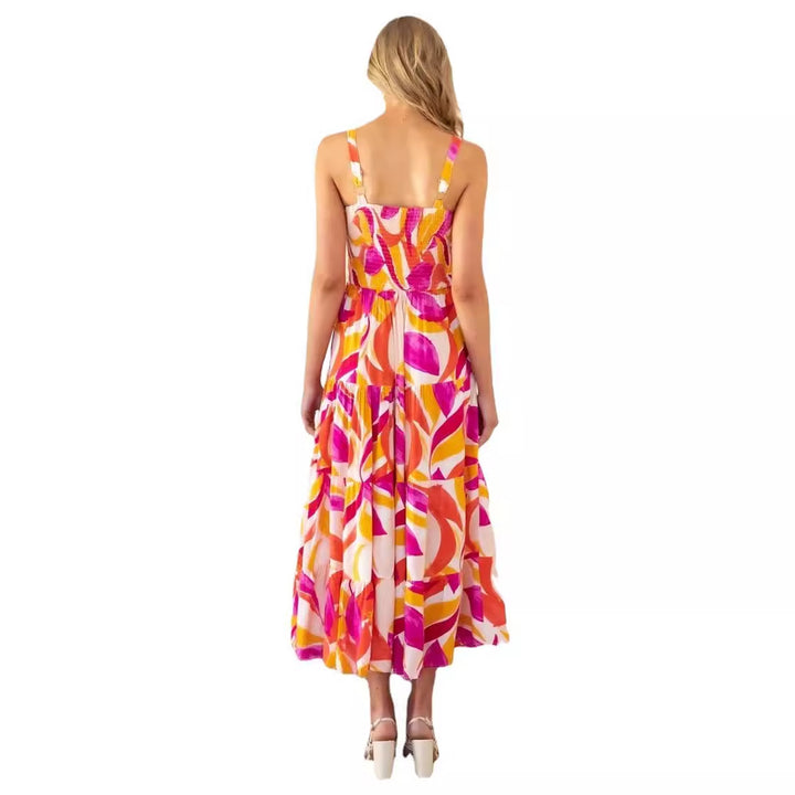Robe maxi inspirée du boho pour femmes avec motif floral coloré et haut élastique Levoire