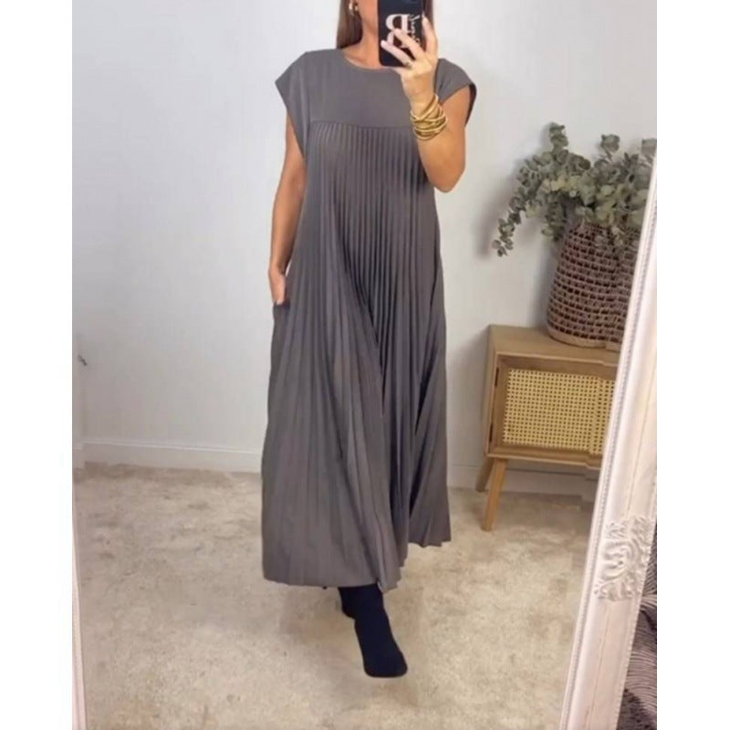 Robe maxi plissée élégante pour dames avec poches pratiques Levoire