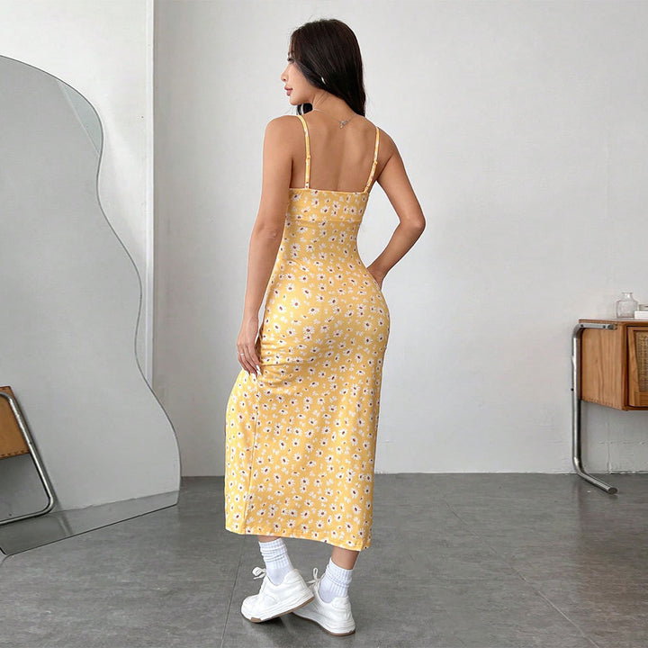 Robe midi femme avec imprimé floral et fente haute Levoire