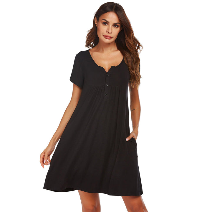 Levoire | Modal-robe de nuit Printemps Été Manches courtes Poche Nuit